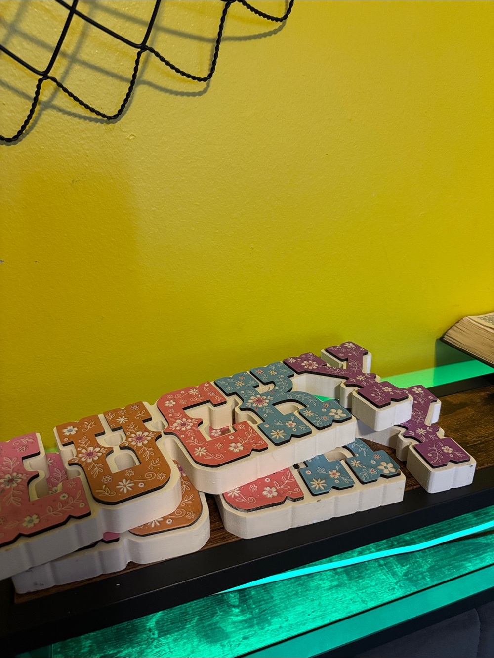 LUCKY Colorful Floral Block Letters Sign - Picture 2 of 3